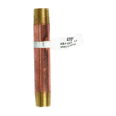 Jmf Company 3/8 in. MPT Brass Nipple 4 in. L 47007